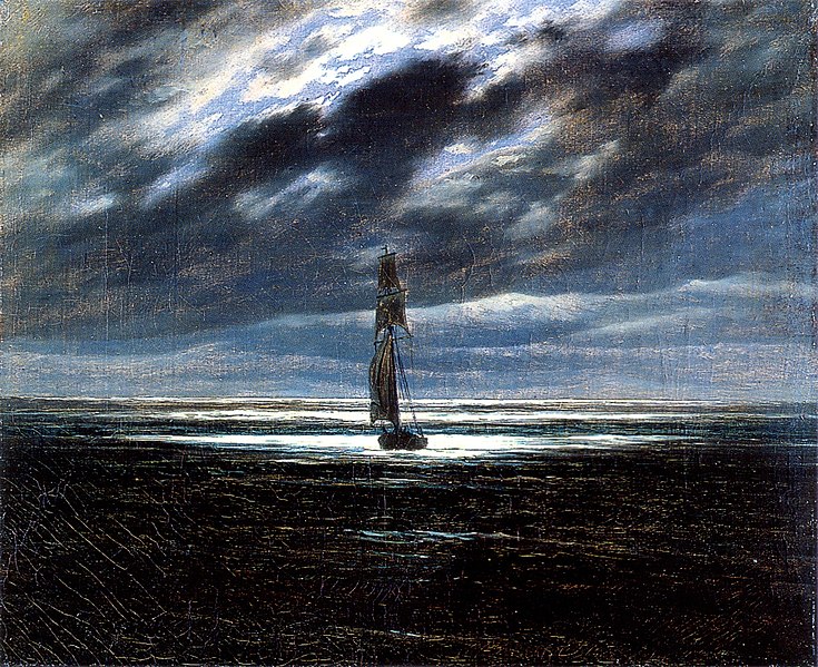 Sea in the moonlight” (1827-1828) di Caspar David Friedrich